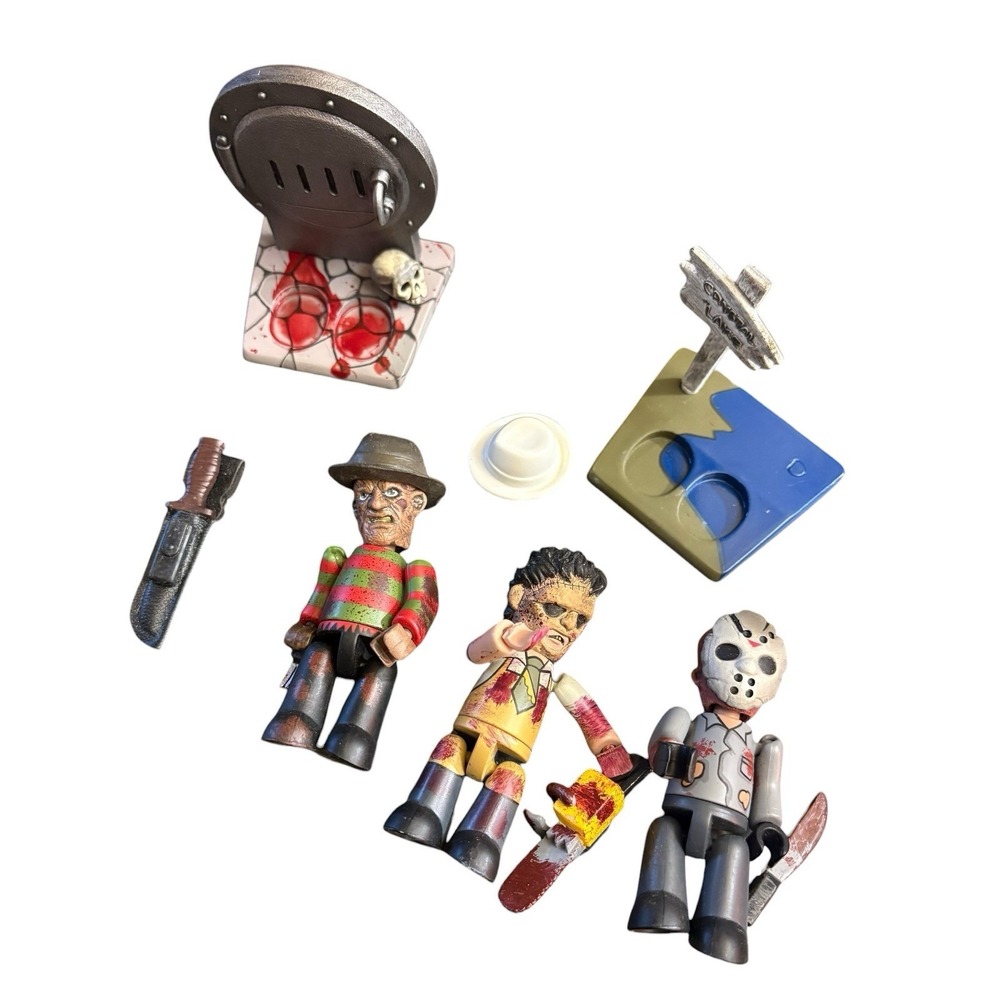 Mezco Mez-Itz Horror Mini Figures Lot Freddy Jason Texas Chainsaw Massacre As Is
